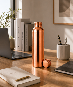 <b>Copper</b> Double Wall Large Capacity Water <b>Bottle</b> with Straw 950ml Home Use Bulk Order Export Supplier - Product Image 1