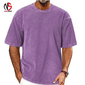 T-shirt ample et respirant de qualité supérieure, col rond, couleur violette personnalisée, style streetwear d'été, modèle 2026 - Product Image 1