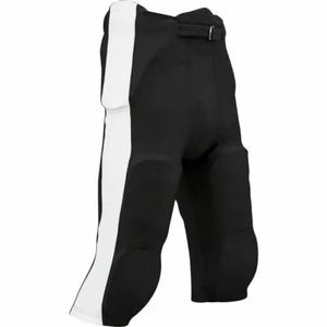 Mens Black White Stripe Padded American Football Pants Belt Closure Regular Fit <b>Athletic</b> Practice Game Performance Sportswear - Product Image 1