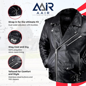 AAIR INDUSTRIES Chaqueta de Motocicleta de Cuero Unisex de Manga Larga, Transpirable, Resistente al Viento, Invierno, 220g, Logotipo Frontal, Equipo de Conducción para Adultos - Product Image 5