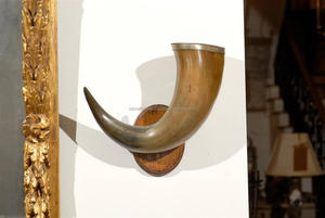 Cuerno Decorativo de Pared, Cuerno de Toro Vintage con Borde Plateado, Par de Cuernos de Búfalo Montados en Placa de Pared Vintage de la India - Product Image 5