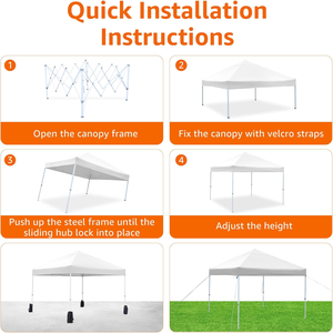 Carpa Plegable 10x10 con Instalación de un Solo Botón, Resistente, Impermeable, con Protección UV, para Exteriores, <span class=keywords><strong>Gazebo</strong></span>, <span class=keywords><strong>Toldo</strong></span> - Product Image 6