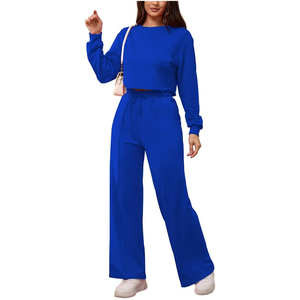 Conjunto Deportivo de 2 Piezas para Mujer, Corte Ajustado, Forro Polar, Cintura Elástica, Personalizable, 100% Algodón Transpirable, para Actividades al Aire Libre, Venta Caliente de Invierno - Product Image 2