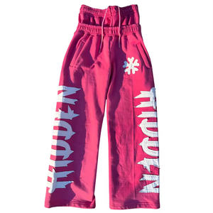 Pantalon de survêtement empilé personnalisé pour homme, coupe oversize, en coton French Terry, jambe large, double taille, style baggy - Product Image 5