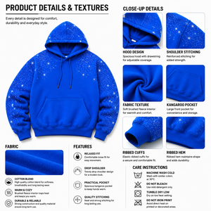 <b>Men</b> Women Rhinestone Hoodie Cotton Fleece <b>Pullover</b> Star Embellished Long Sleeve Casual Sweatshirt Wholesale B2B USA Market - Product Image 5