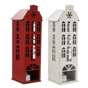 Décoration de Noël traditionnelle en métal, ornement artisanal pour les fêtes, couleur rouge et blanc avec motif flocon de neige - Product Image 1