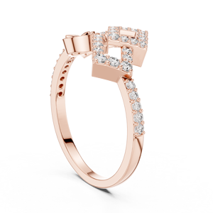 Anillo de Diamantes Cultivados en Laboratorio AURORA SQUARE BLOOM, Oro Rosa Sólido de 18 Quilates, para Mujer, para Bodas, Fiestas, Eventos, Uso Diario, Corte Brillante - Product Image 3