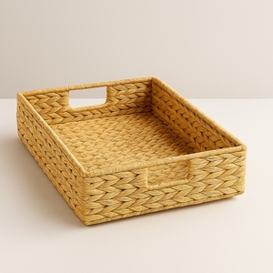 Eco Friendly Kachuripana Storage Tray Natural Water Hyacinth Woven <b>Basket</b> Organizer <b>Table</b> Top Multifunction Boho Style Home - Product Image 2