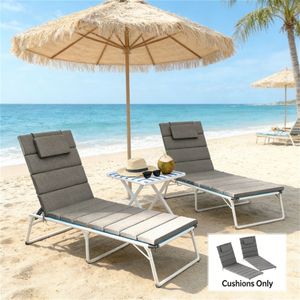 Set di Due Cuscini Pieghevoli Grigi per Sdraio da Esterno, Cuscini di Alta Qualità per Patio, Giardino, Piscina o Terrazza - Product Image 1