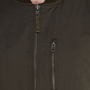 Blouson bomber vert olive pour homme, col rond, fermeture éclair, style décontracté, mélange polyester-coton, vêtement d'automne - Product Image 6