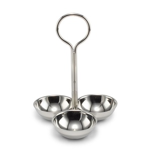 Plat de service moderne en métal à trois compartiments, plateau décoratif minimaliste pour snacks et fruits secs, idéal pour la table contemporaine - Product Image 3