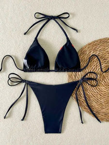 Conjunto de Tankini Triangular con Gráficos Personalizados, Talla Grande, Ajustable, con Tirantes Laterales, Traje de Baño de Dos Piezas para Mujer, Cuello en V Profundo, Estampado Floral/Animal - Product Image 2