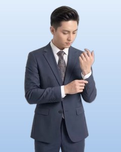 Traje de Negocios Premium Gris para Hombre, Resistente a las Arrugas, Elegante Conjunto de Blazer y Pantalones para Oficina Ejecutiva, Estampado - Product Image 1