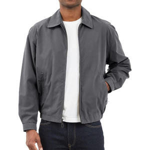 Blouson bomber gris pour homme, fermeture éclair, coupe décontractée, coupe-vent, col rabattable, coupe régulière, vêtement d'automne - Product Image 1