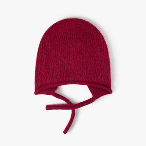 Gorro de lana inspirado en el tejido, con correas, cálido, suave, de invierno, con lazos, OEM/ODM - Product Image 1