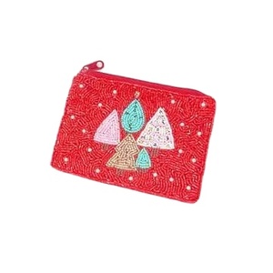 Bolso bordado de alta calidad para monedas del día de Navidad con cuentas de Santa Baby con aspecto hecho a mano y opciones de personalización de Hiba Enterprises - Product Image 1
