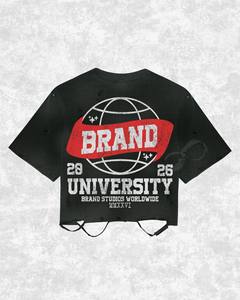 Camiseta Corta Oversize para Hombre Brandstudios con Estampado de Letras en la Espalda, Estilo Urbano, Manga Corta, Algodón Jersey, Cuello Redondo - Product Image 2
