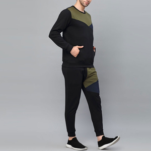 Ensemble de survêtement d'hiver pour homme grande taille, uni, respirant, léger, décontracté, manches longues, col rond, 2 pièces, 100% coton - Product Image 2