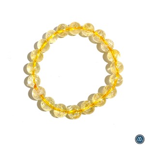 Pulsera de piedra citrina Natural 100% de alta calidad, cuentas lisas, accesorios al por mayor para hombres y mujeres, tema de bola de piedras preciosas de cristal - Product Image 1