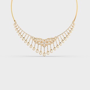 Diamond <b>Necklace</b> in 14K Yellow Gold Round Cut Flower Design <b>Statement</b> Jewelry for Women Luxury Fine <b>Necklaces</b> - Product Image 1
