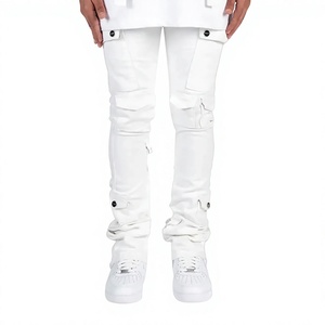 <b>Men</b> White Cargo <b>Pants</b> Midweight Eco-friendly Straight Fit Multiple Pockets Elastic Waist Casual Canvas Breathable Winter Wear - Product Image 6