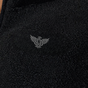 Veste Courte Femme Personnalisée en Polaire Sherpa Tricotée Noire, Chaude et Douce, à Demi-Zip, Pull Décontracté d'Hiver pour l'Extérieur, Confortable et Moelleuse avec Logo sur le Devant - Product Image 6