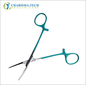 Ensemble de pinces chirurgicales en acier inoxydable Charismatech, revêtement vert, mécanisme de verrouillage, kit chirurgical manuel pour sutures - Product Image 4