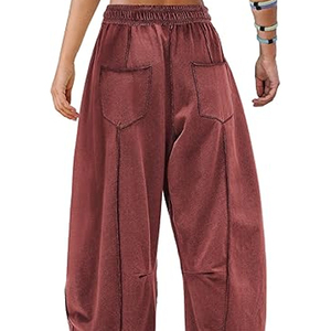 Women Private Label Cargo Sweatpants Wide Leg Pants High Waist <b>Drawstring</b> Casual Streetwear - Product Image 6