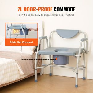 Sedia Comoda in Acciaio con Schienale Rimovibile, Braccioli Abbattibili, Altezza Regolabile a 5 Livelli, Secchio Rimovibile da 7L, Comoda da Comodino Facile da Usare - Product Image 6