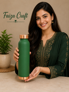 FAIZA CRAFT Handcrafted 1000ml Pure Copper Sports Design Eco-Friendly Water <b>Bottle</b> with Lids for Home & Travel - Product Image 1