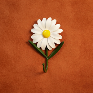 Crochet mural en métal en forme de marguerite blanche, porte-manteau décoratif en forme de tournesol, crochet simple pour entrée, cuisine, salle de bain, décoration intérieure - Product Image 1