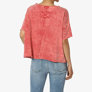 Camisetas de Verano Casuales para Mujer, de Alta Calidad, Lavado Ácido, Transpirables, Ecológicas, Corte Ajustado, Color Personalizado, Fabricante Personalizado, Venta al Por Mayor - Product Image 2