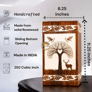 AYAANS Rosewood wooden Hand Carved Wooden Hot Selling cremation Urn <b>Box</b> for Adult Ashes Wholesale Cremation Urns (6X6X11)IN - Product Image 4