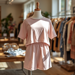 Short Sleeve Loose Fit Women <b>Set</b> Casual Above Knee Outfit with OEM ODM Customization - Product Image 3