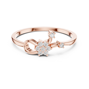 Anillo de Diamantes Color Oro Rosa, Corte Ovalado, Joyería Nupcial, Anillo de Boda Apilable, Anillo Abierto con Diamantes Florales en Oro Rosa para Mujer, Estilo Minimalista - Product Image 4