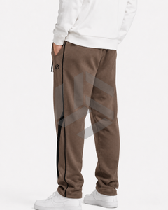 Men's Plus Size Brown Cotton Sweatpants with Side Stripes Elastic Waist Regular Fit Straight Printed Casual Pants Spring Wear - Product Image 5