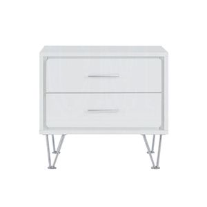 Comodino bianco a 2 cassetti con gambe in metallo - Product Image 1
