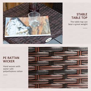 Modern Outdoor Wicker Side <b>Table</b> for Patio All Weather Villa Bistro <b>Dining</b> Exterior Aluminum Frame <b>Folding</b> Feature Rope Material - Product Image 5