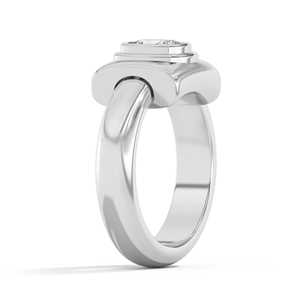 10mm 14K Gold <b>Cushion</b> Cut Lab Grown Diamond Engagement Ring Double Bezel Set Sculptural Puffy Domed <b>Statement</b> Bands Wholesale - Product Image 4