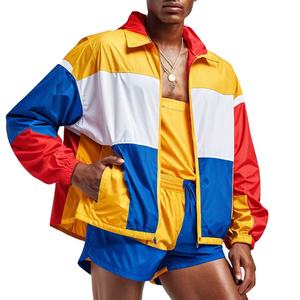 Conjunto Deportivo para Hombre con Bloques de Color, Chaqueta con Cremallera de Manga Larga, Pantalones Cortos Ligeros de Poliéster para Verano - Product Image 1