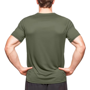 T-shirt pour homme à séchage rapide, manches courtes, col rond, couleur unie, coupe ajustée, sportif, 100% polyester, tissu tricoté, vêtements de plein air - Product Image 6