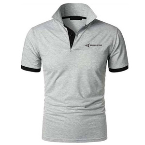 DAIZEN STAR Men's Gray Short Sleeve for Shirt Embroidered Logo Solid Color Casual Oxford Knitted Cotton Breathable Pocket - Product Image 2