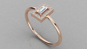 Anillo de Compromiso con Diamante Cultivado en Laboratorio Certificado por IGI, Oro de 10K, Corte Esmeralda Rectangular, Solitario, Moderno, para Uso Diario, Marca Personalizada - Product Image 2