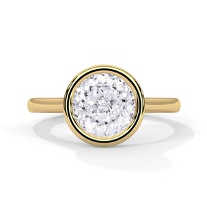 Anillo de Compromiso de Lujo para Mujer con Diamante de Corte Portugués en Oro de 14K con Engaste de Bisel - Product Image 1