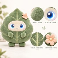 Peluche mignonne en forme de feuille avec yeux LED expressifs et fonction de chat vocal, jouet en peluche doux en forme de plante, cadeau pour filles et garçons de 3 ans et plus