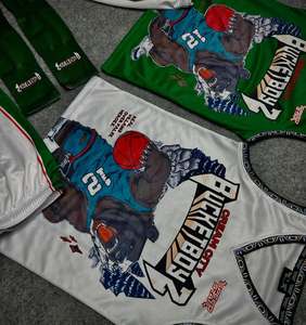 ชุดเสื้อบาสเก็ตบอล Rexfit แบบซับลิเมชั่น สีขาวเขียว พิมพ์ลายการ์ตูนหมี เสื้อกล้ามแบบไม่มีแขนสำหรับทุกเพศ ใส่ได้ทุกฤดู ระบายอากาศได้ดี - Product Image 3