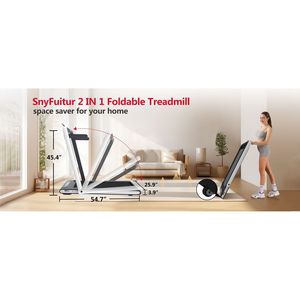 2-in-1 Home Office White Folding <b>Electric</b> <b>Treadmill</b> 2.5HP with Remote Control for Walking and Jogging for Desk Use - Product Image 5