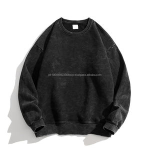 European and <b>American</b> Fashion Brand Men's <b>Hoodies</b> & Sweatshirts High Quality Round Neck Basic Loose Washed Sweatshirt - Product Image 1
