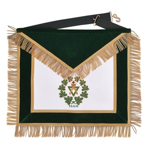 Past Sovereign Grand Master Allied Masonic Degrees <b>Apron</b> Forest Green Velvet With Gold Fringe <b>White</b> Body, Adjustable Belt, Pre - Product Image 1