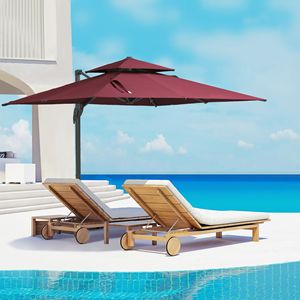 Ombrellone da Giardino Girevole a 360° Rosso Vino, 3m di Diametro con Struttura in Alluminio - Product Image 2